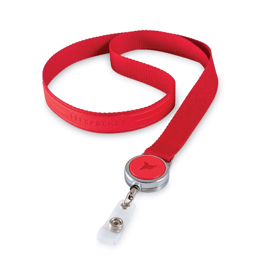 Изображение товара Лента для бейджа с рулеткой FLEXPOCKET красная для офисов и школ