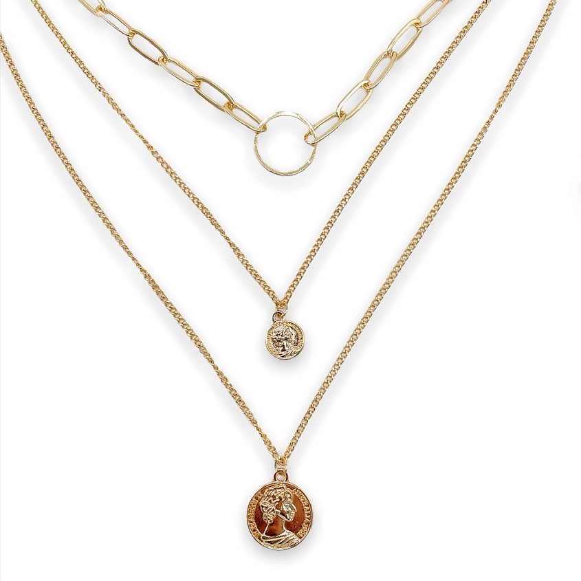 Изображение товара Колье из хирургической стали с монетками регулируемое 42-59 см FOROSTINA.K