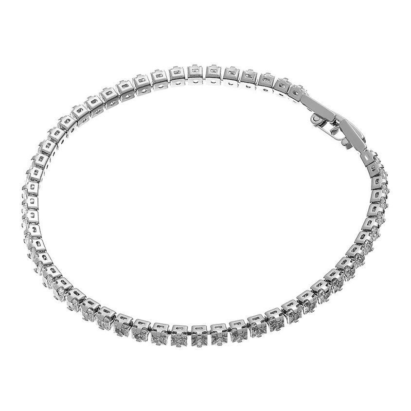 Изображение товара UVI JEWELLERY Широкий теннисный браслет с прозрачными кристаллами квадратной формы, цвет: Серебряный, размер: 17