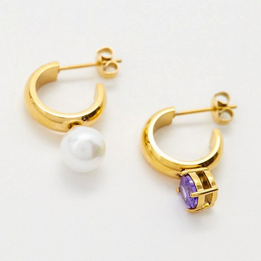 Изображение товара PABUR Серьги GREEN PEARL, цвет: Фиолетовый