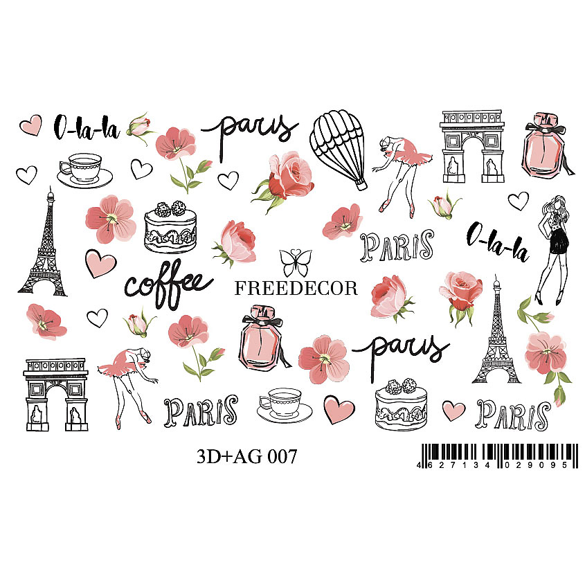 Изображение товара FREEDECOR 3D Слайдер дизайн Paris для ногтей быстрая укладка и яркий рисунок