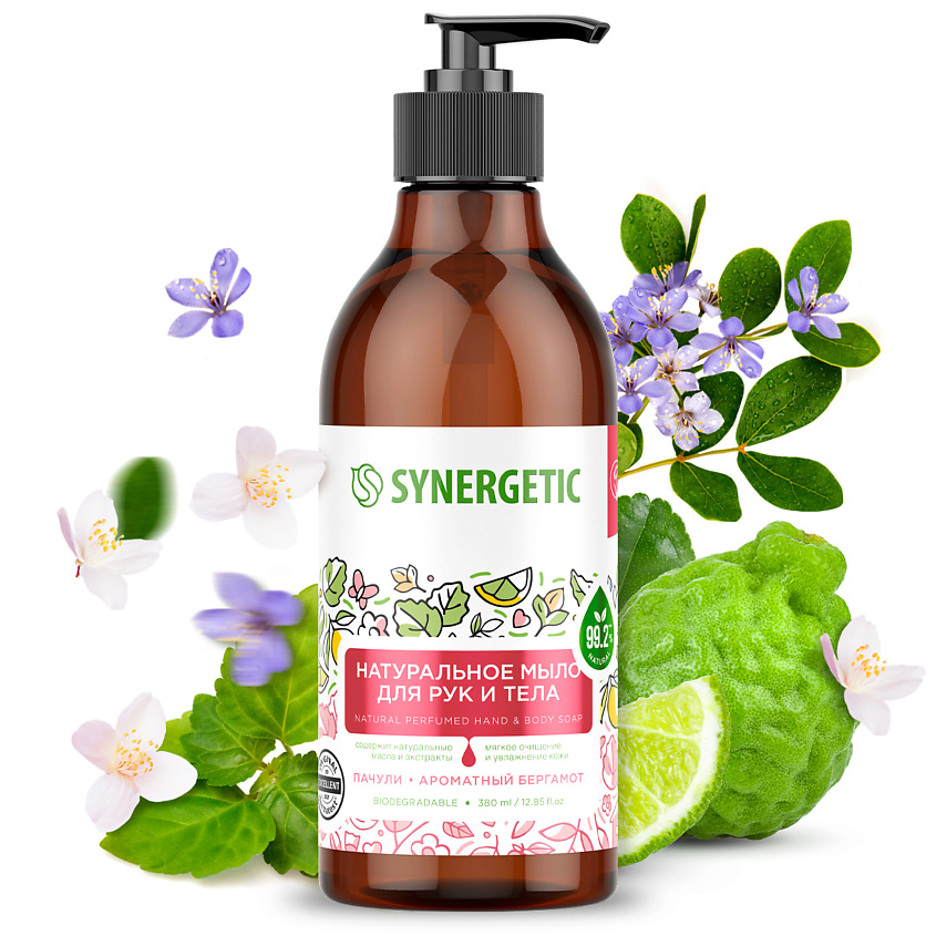Изображение товара SYNERGETIC Мыло для рук и тела "Пачули и бергамот", 380 мл
