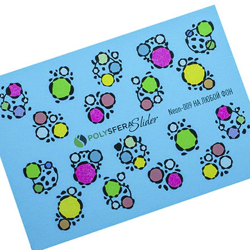 Изображение товара ПОЛИСФЕРА Слайдер дизайн для ногтей Неоновый Яркий микс 009 1 шт