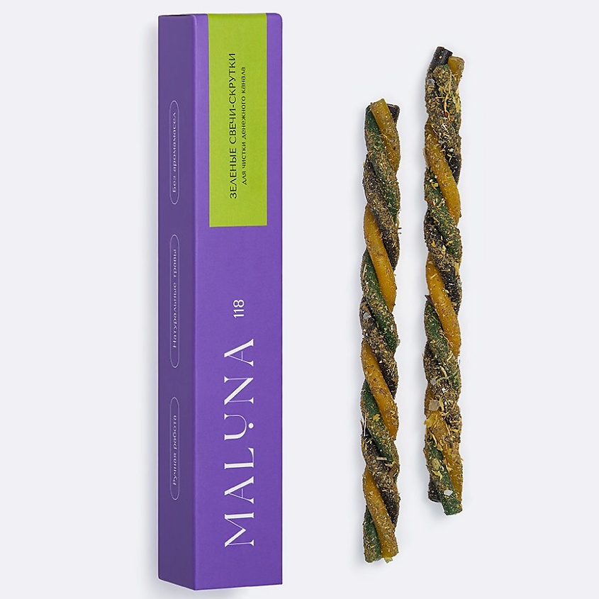 Изображение товара MALUNA Магические свечи-скрутки с травами и солью, Зеленый