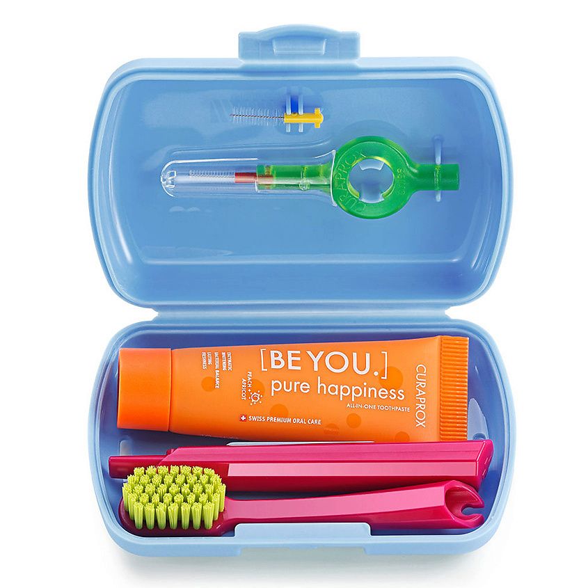 Изображение товара Дорожный набор Curaprox Be You голубой бокс для ухода за полостью рта