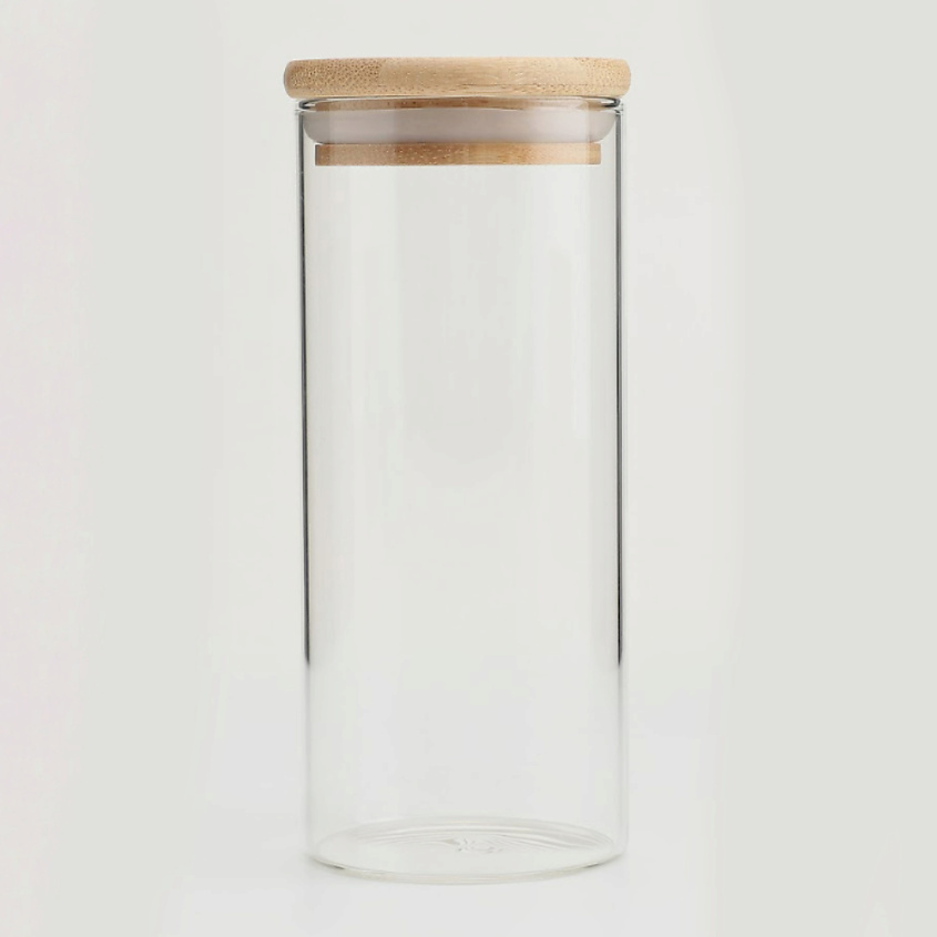 Изображение товара KIMBERLY Банка для хранения с деревянной крышкой, 400 мл, Прозрачный