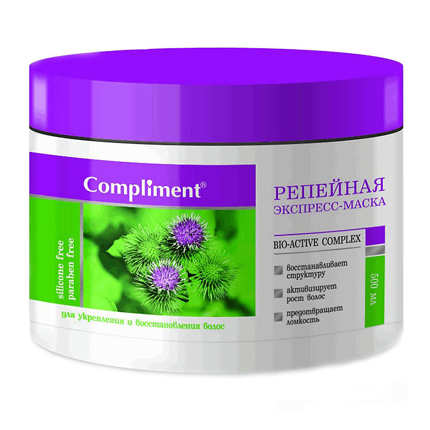 Изображение товара COMPLIMENT Репейная Маска для волос укрепление и восстановление 500 мл