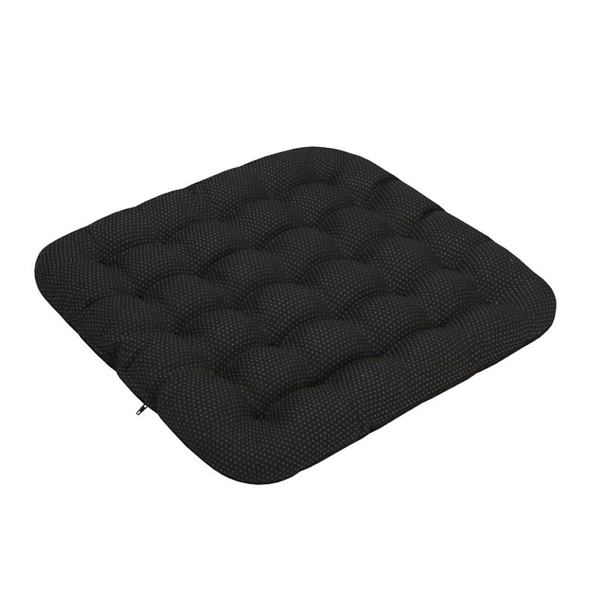 Изображение товара BIO TEXTILES Подушка на стул с лузгой грехичи с антискользящим покрытием ОРТО, Черный, срок годности 5 лет (срок службы - 2 года). Размер 40*40.