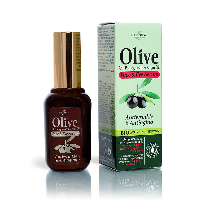 Изображение товара HERBOLIVE Сыворотка для области вокруг глаз против морщин с маслом оливы и экстрактом опунции, 30 мл