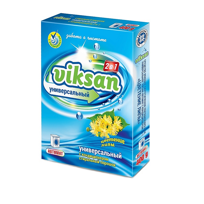 Изображение товара AQUASAN Стиральный порошок"VIKSAN" универсальный с кондиционером 2 в1"Цветение липы" автомат, 400 г