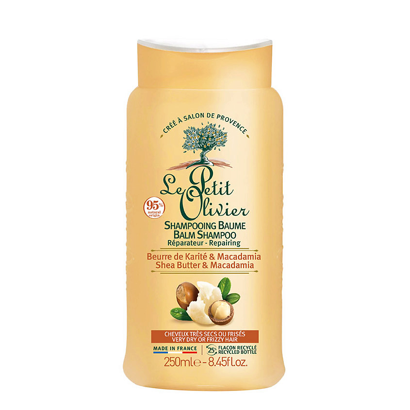 Изображение товара LE PETIT OLIVIER Шампунь-бальзам восстанавливающий с Маслом Карите-Макадамия для очень сухих/поврежденных волос Shea Butter & Macadamia Balm Shampoo, 250 мл