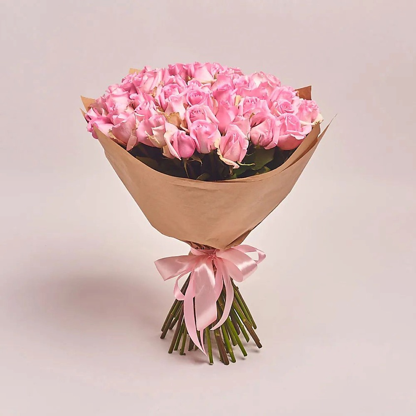 Изображение товара Букет из 51 розовой розы в крафте с доставкой и советами по уходу