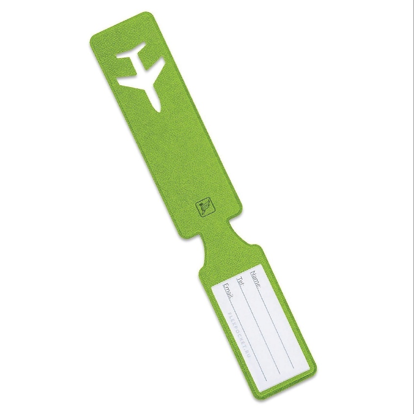 Изображение товара Бирка багажная FLEXPOCKET из экокожи на чемодан, зеленая