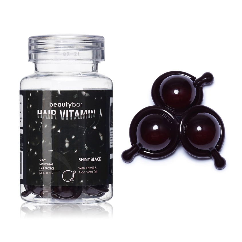 Изображение товара BEAUTY BAR Масло в капсулах для непревзойдённого блеска темных волос с маслом китайского дерева, 30 мл