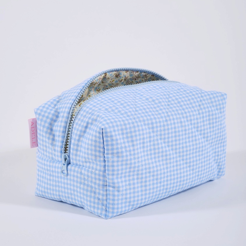Изображение товара Косметичка ADELE FOR YOU хлопковая голубая клетка стильный аксессуар