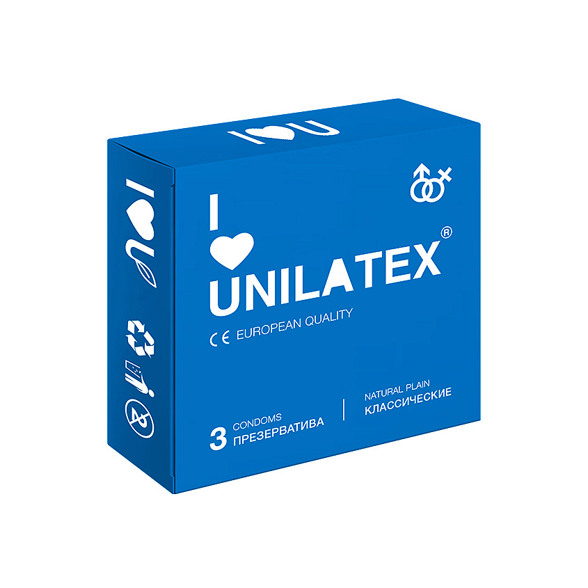 Изображение товара UNILATEX Презервативы Natural Plain 3 шт. натуральный латекс гладкая поверхность