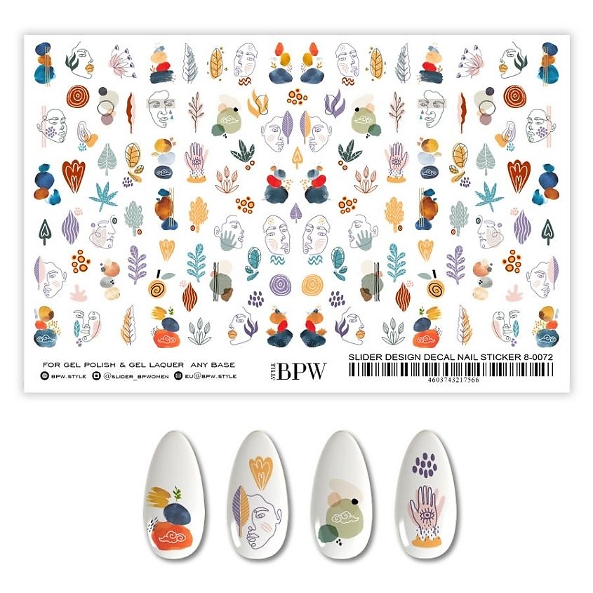 Изображение товара BPW.STYLE Гранд-слайдер Микс лица с абстракцией 1 шт. для маникюра