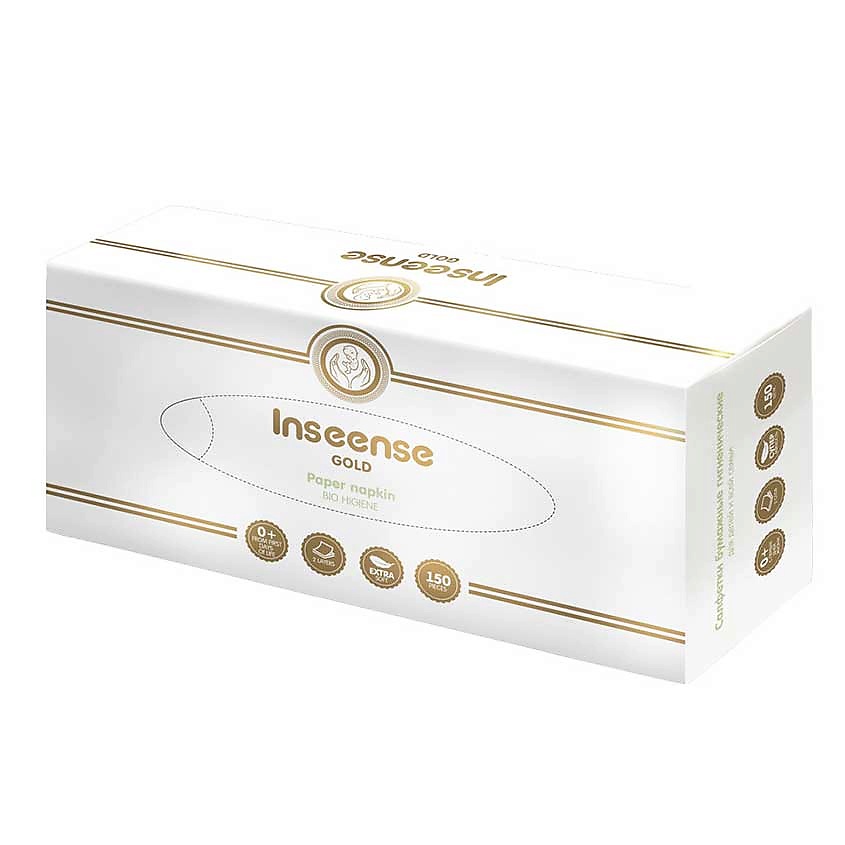 Изображение товара INSEENSE Салфетки бумажные белые 2 слоя, 150 шт.