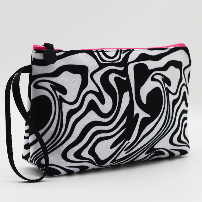 Изображение товара ALISSIROSSI Косметичка женская большая дорожная из ткани "Зебра с розовой молнией", 1 шт.
