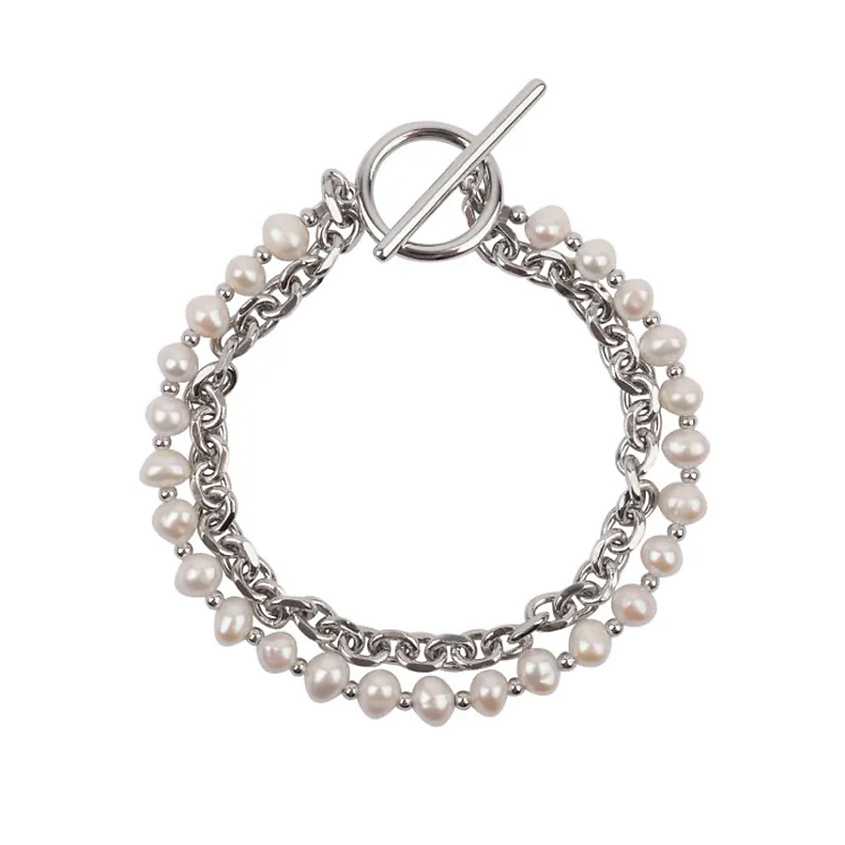 Изображение товара MORZA Браслет женский с жемчугом бижутерия, цвет: Серебряный, 19 размер, размер: 19