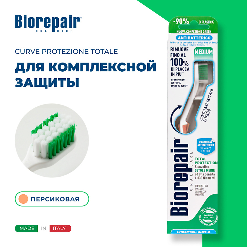 Изображение товара Зубная щетка BIOREPAIR CURVE Protezione Totale средней жесткости с микрочастицами
