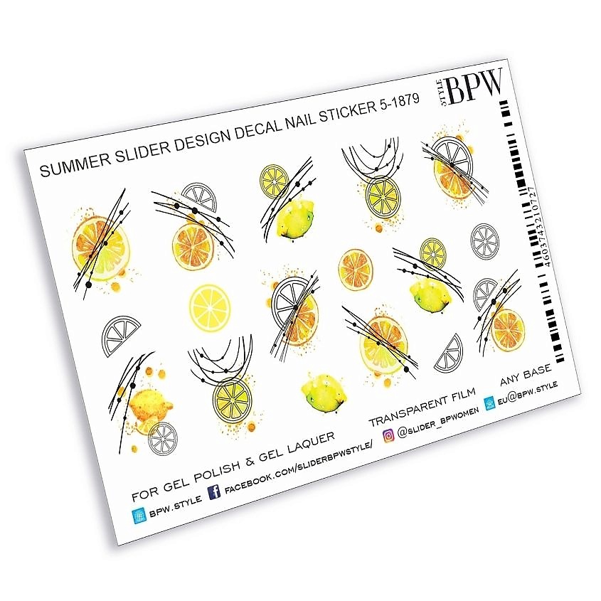 Изображение товара Цветные слайдеры для ногтей BPW.STYLE Цитрусы яркий дизайн легко наносится