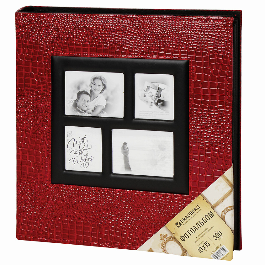 Изображение товара BRAUBERG Фотоальбом на 500 фото 10*15 см, красный, 1 шт