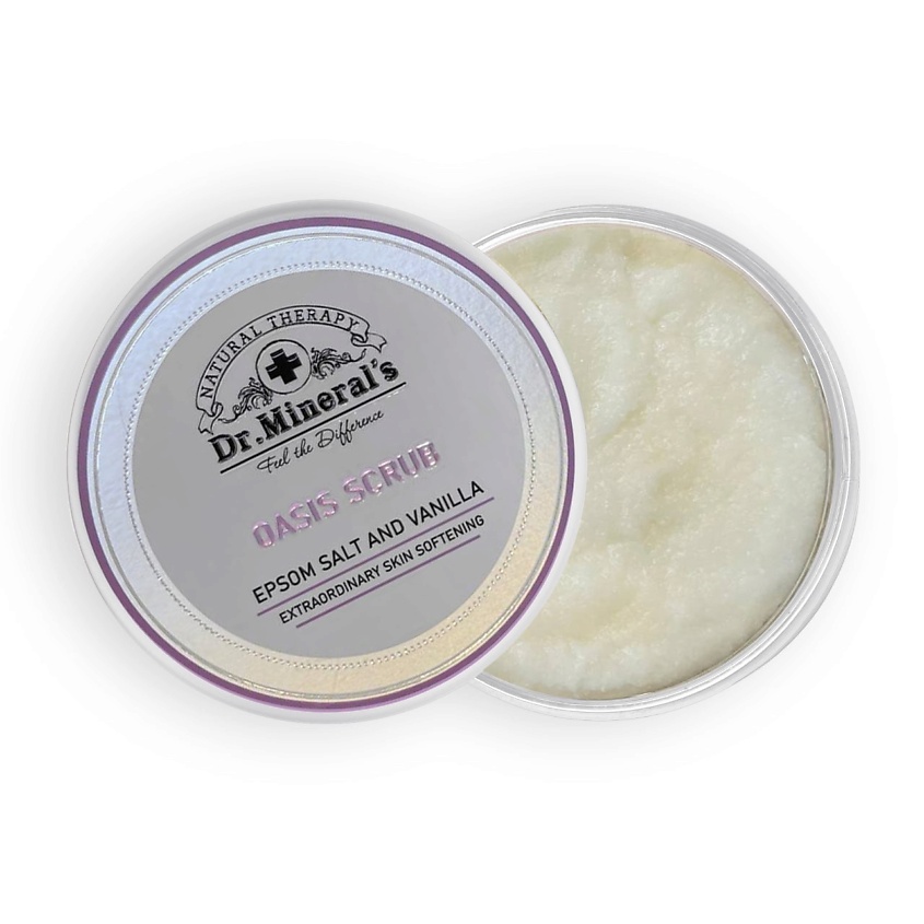 Изображение товара DR.MINERAL’S Натуральный скраб OASIS приготовлен из Английской соли Epsom и ванилью, 250 г