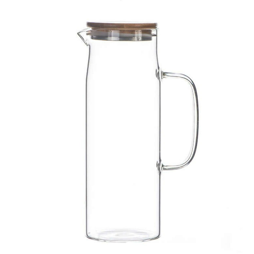 Изображение товара KIMBERLY Графин с бамбуковой крышкой термостойкий стеклянный, 1000 мл, Прозрачный