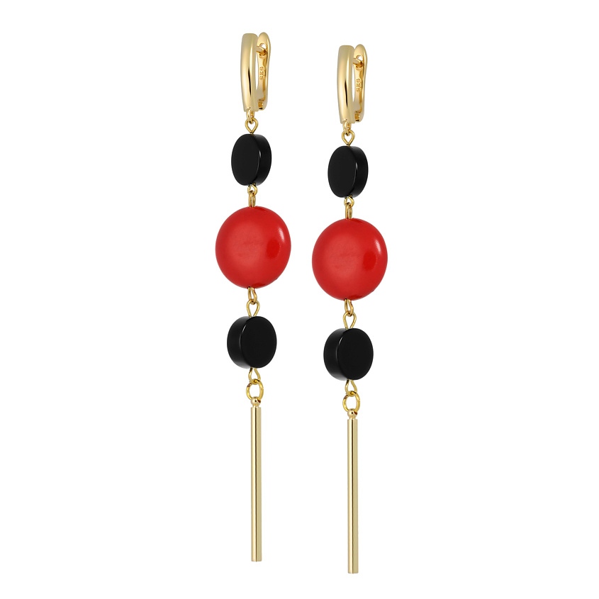 Изображение товара KOSHIKA Серьги Супрематизм из Оникса с подвеской, цвет: Черный