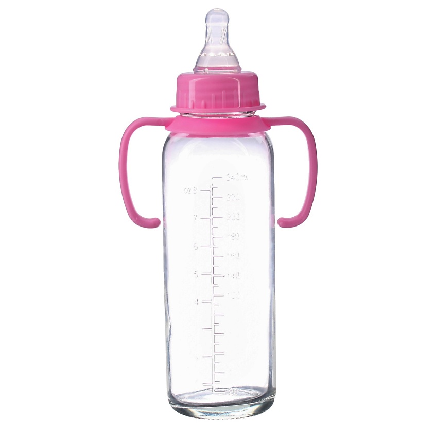 Изображение товара КРОШКА Я Бутылочка в силиконовом чехле, с ручками, Розовый