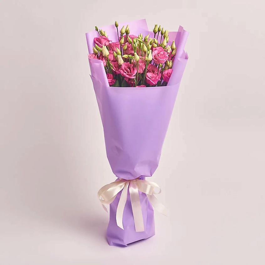 Изображение товара AZALIANOW ЦВЕТЫ. ПОДАРКИ. ДЕКОР Букет из 11 розовых лизиантусов в сиреневой пленке, Букеты и композиции из живых цветов могут на несколько тонов отличаться от изображений. Часть цвета искажается в зависимости от настроек экрана.