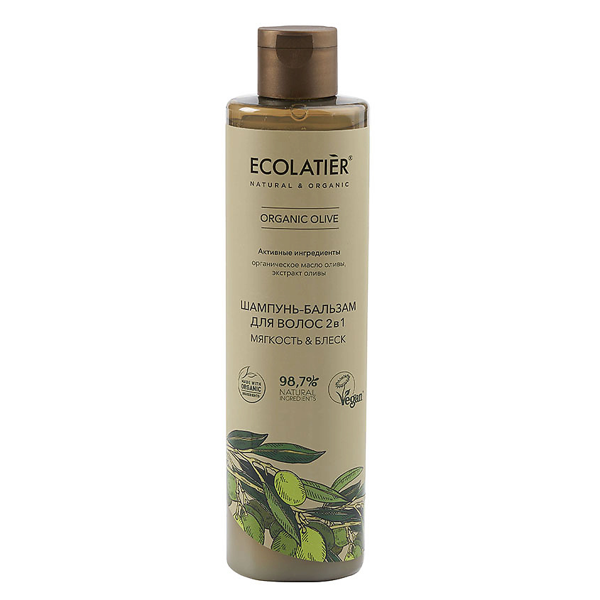 Изображение товара ECOLATIER Шампунь-бальзам 2 в 1 ORGANIC OLIVE 350 мл для мягкости и сияния волос