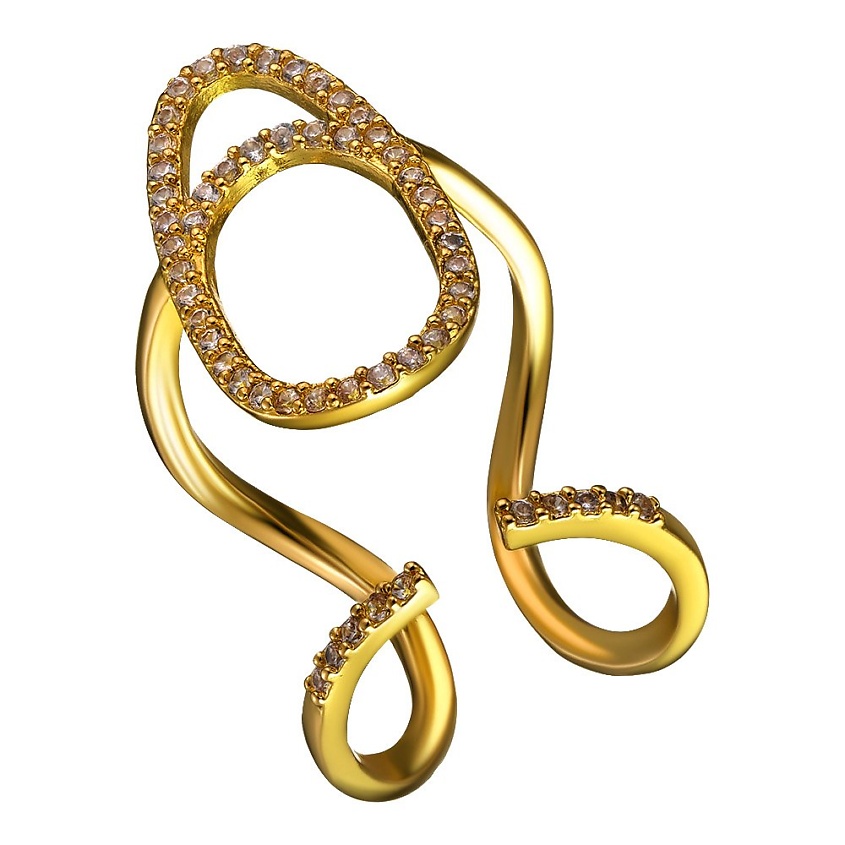 Изображение товара UVI JEWELLERY Золотистое кольцо на фалангу с прозрачными кристаллами, цвет: золотой, размер: 14