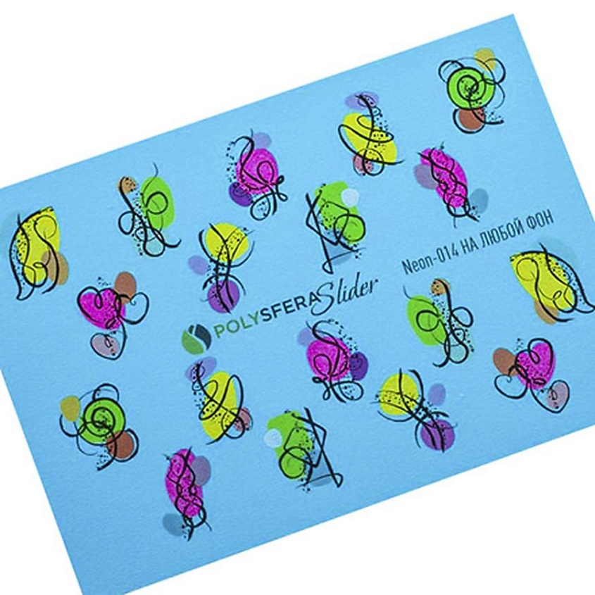 Изображение товара ПОЛИСФЕРА Слайдер дизайн для ногтей Неоновый Яркий микс 014, 1 шт.
