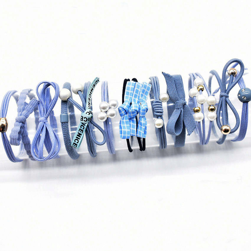 Изображение товара Набор резинок для волос ARLETTE 12 шт голубые мягкие эластичные