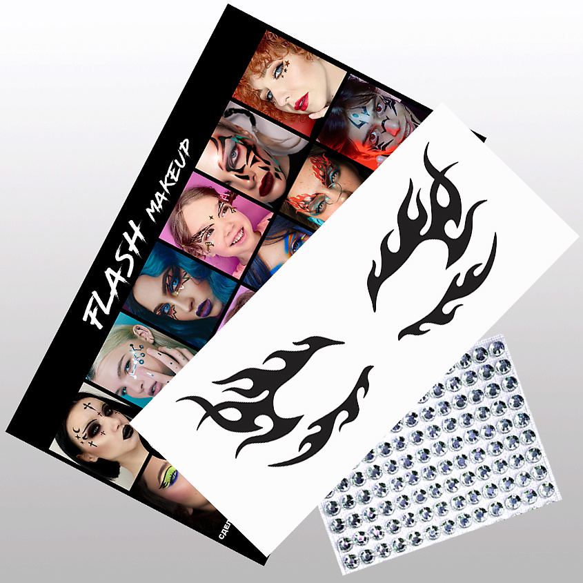 Изображение товара Наклейки для макияжа VLASOVA JULIA стразы и огонь черный F0301