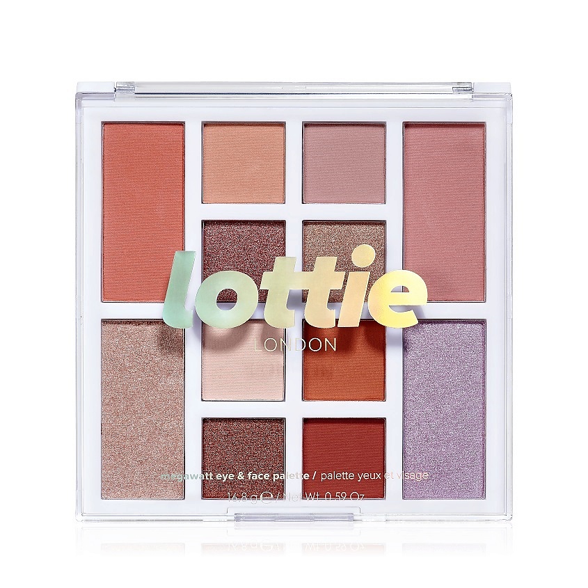 Изображение товара LOTTIE LONDON Палетка теней для век, хайлайтеров и румян Mega Watt, Feeling Peachy, 20.9 г