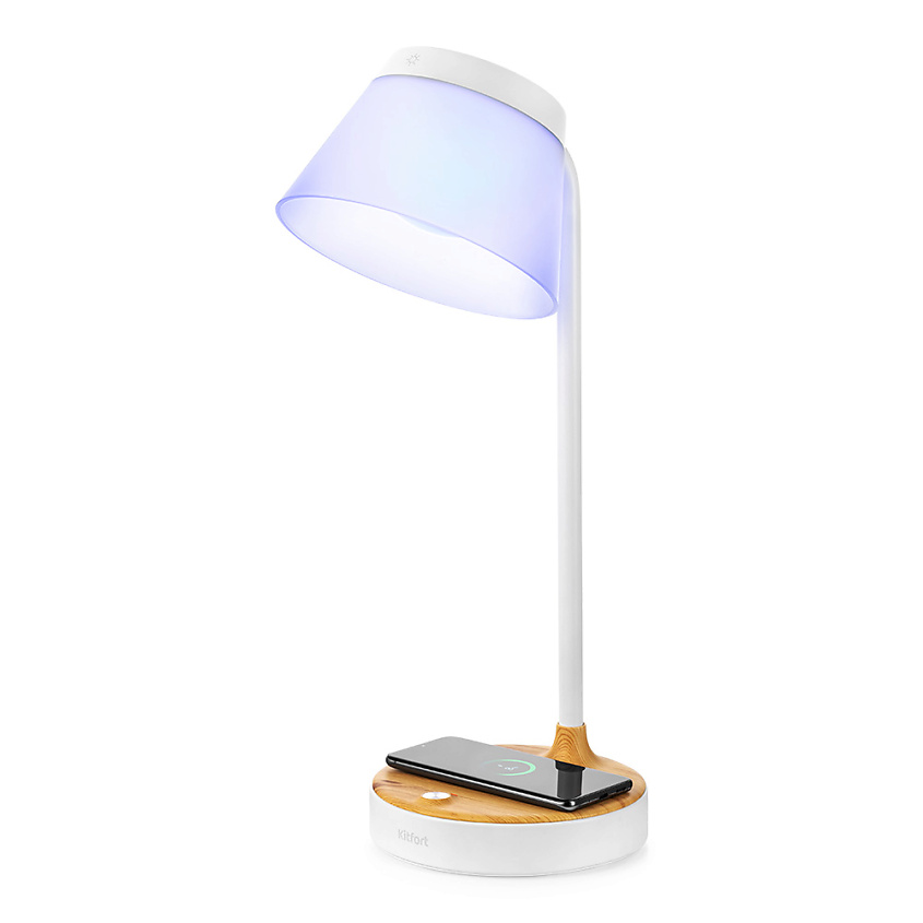 Изображение товара Настольная лампа KITFORT КТ-3335 с RGB-подсветкой и беспроводной зарядкой