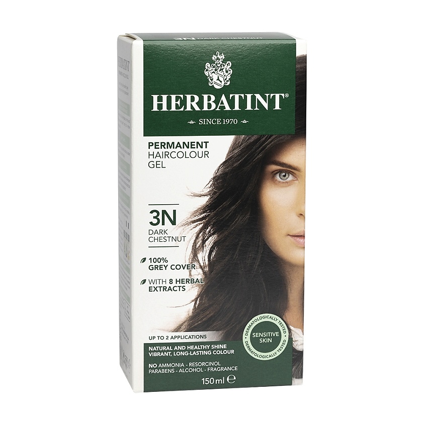 Изображение товара HERBATINT Гель-краска для волос тон 3N ТЁМНЫЙ КАШТАН 150 мл безаммиачная стойкая