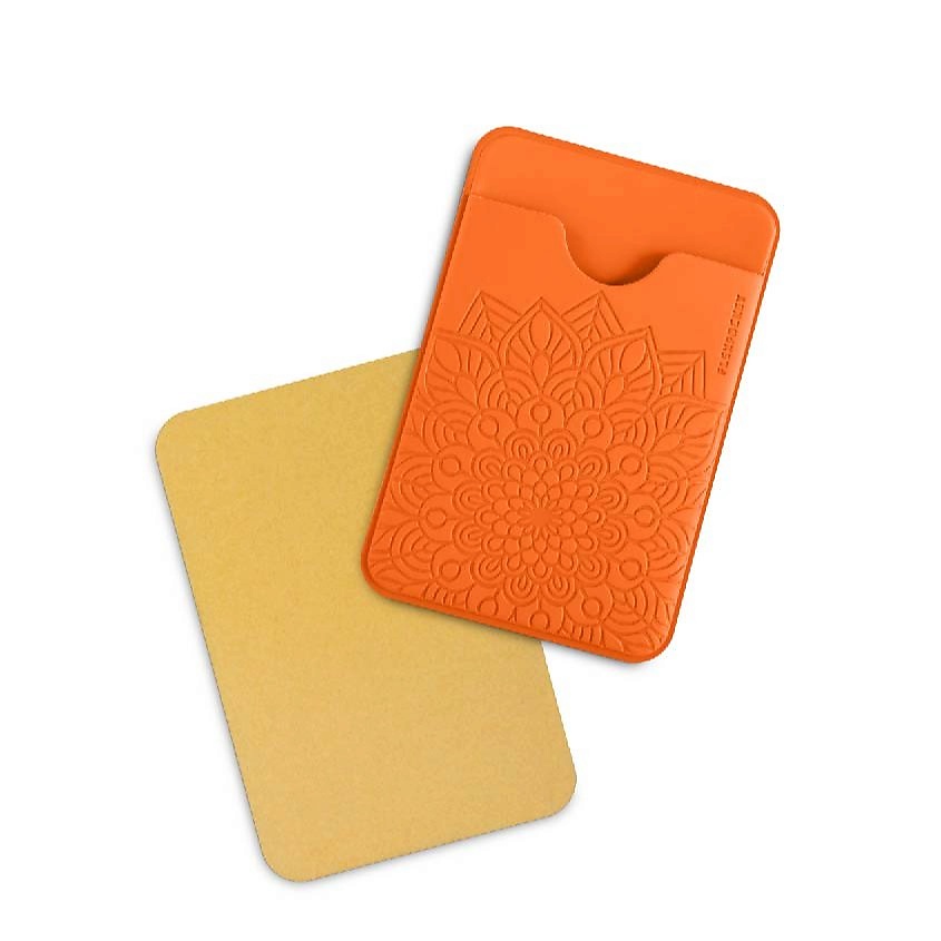 Изображение товара FLEXPOCKET Чехол для карты из экокожи на телефон с клеевой основой оранжевый