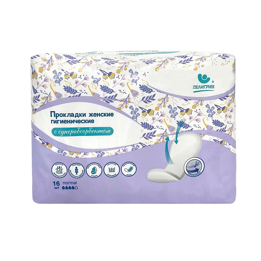 Изображение товара ПЕЛИГРИН Прокладки женские гигиенические, послеродовые с суперабсорбентом, 16 шт., 1 шт.