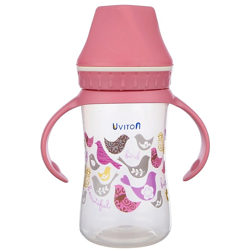 Изображение товара UVITON Бутылочка с широким горлышком и ручками, цвет: Розовый