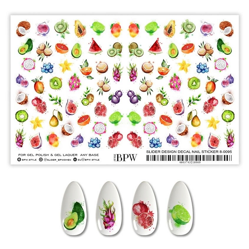Изображение товара BPW. STYLE Гранд-слайдер Фрукты 1 шт. Увеличенный дизайн для ногтей