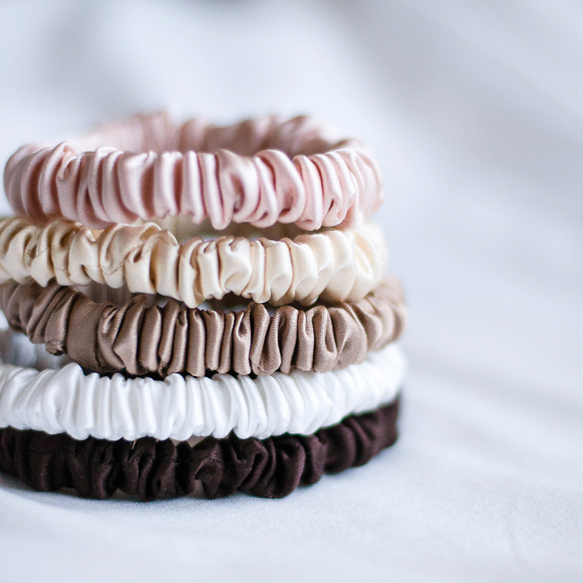 Изображение товара 8 HORAS OF SILK Набор шелковых резинок для волос Latte, цвет: Розовый