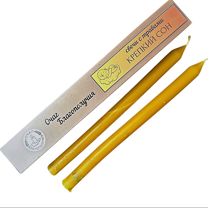 Изображение товара ОЧАГ БЛАГОПОЛУЧИЯ Восковые свечи ручной работы с травами Крепкий сон, 2 шт