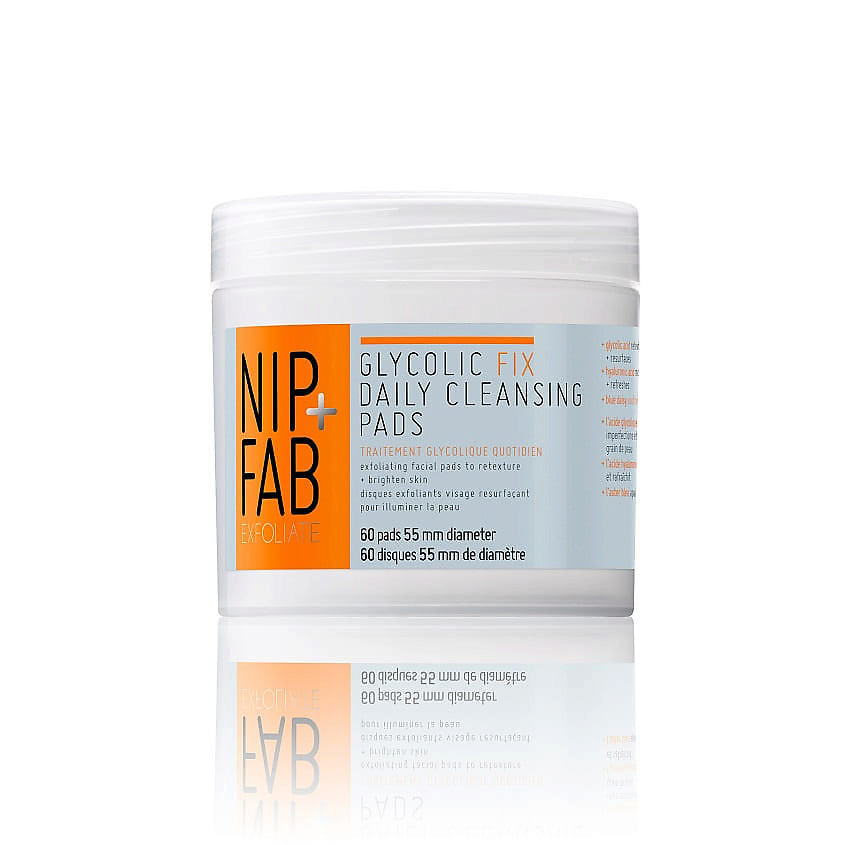 Изображение товара Диски для лица NIP&FAB Glycolic Fix Daily Cleasing Pads, 60 шт - отшелушивание сияние и восстановле