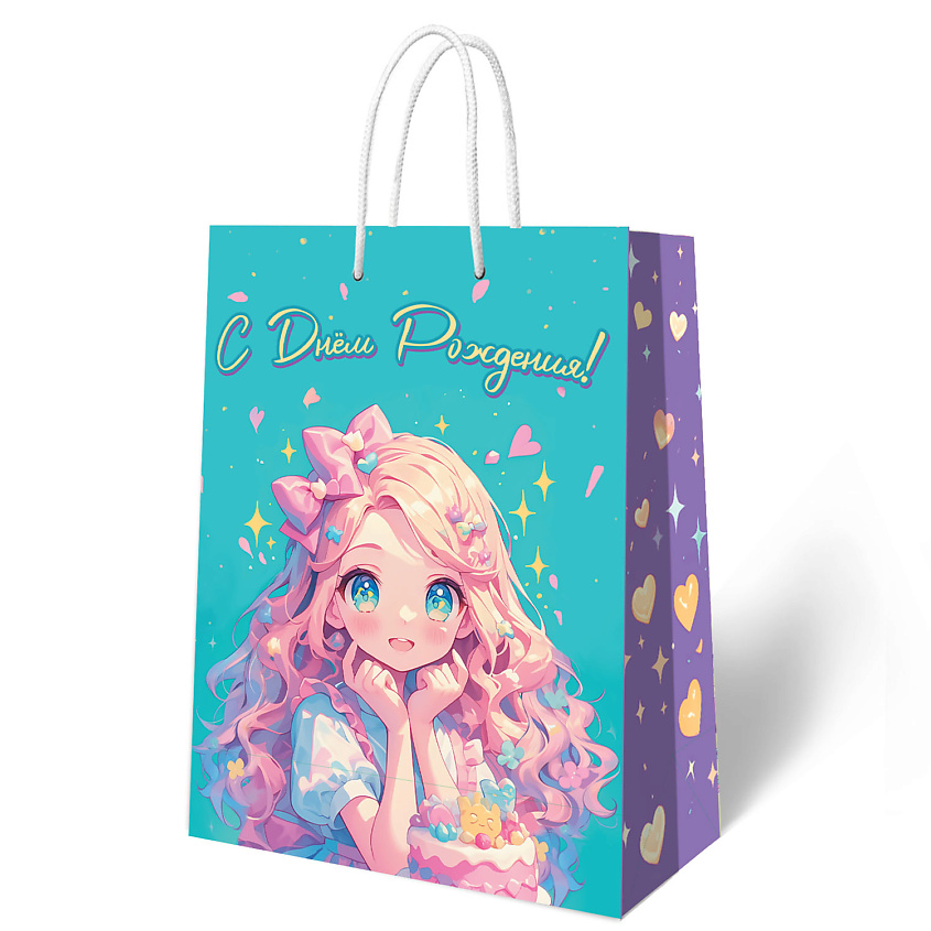 Изображение товара ND PLAY Пакет подарочный большой Девочка-конфетка, 238*330*100 мм, Голубой