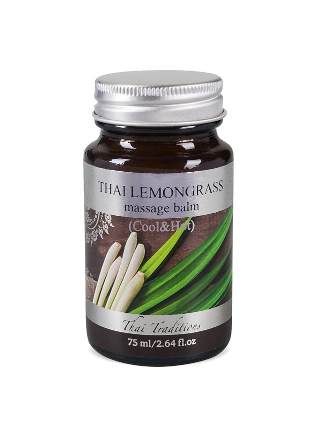Изображение товара THAI TRADITIONS Тайский бальзам травяной массажный разогревающий от боли в суставах Лемонграсс, 75 мл