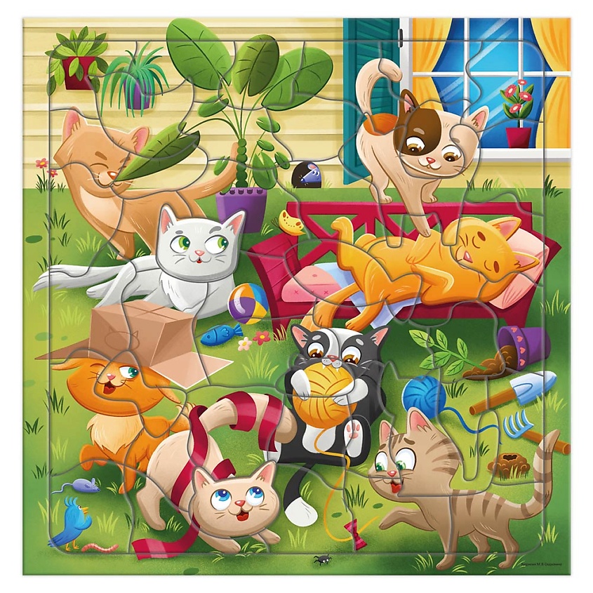 Изображение товара ГЕОДОМ Пазл фигурный на подложке Котики, 1 шт.